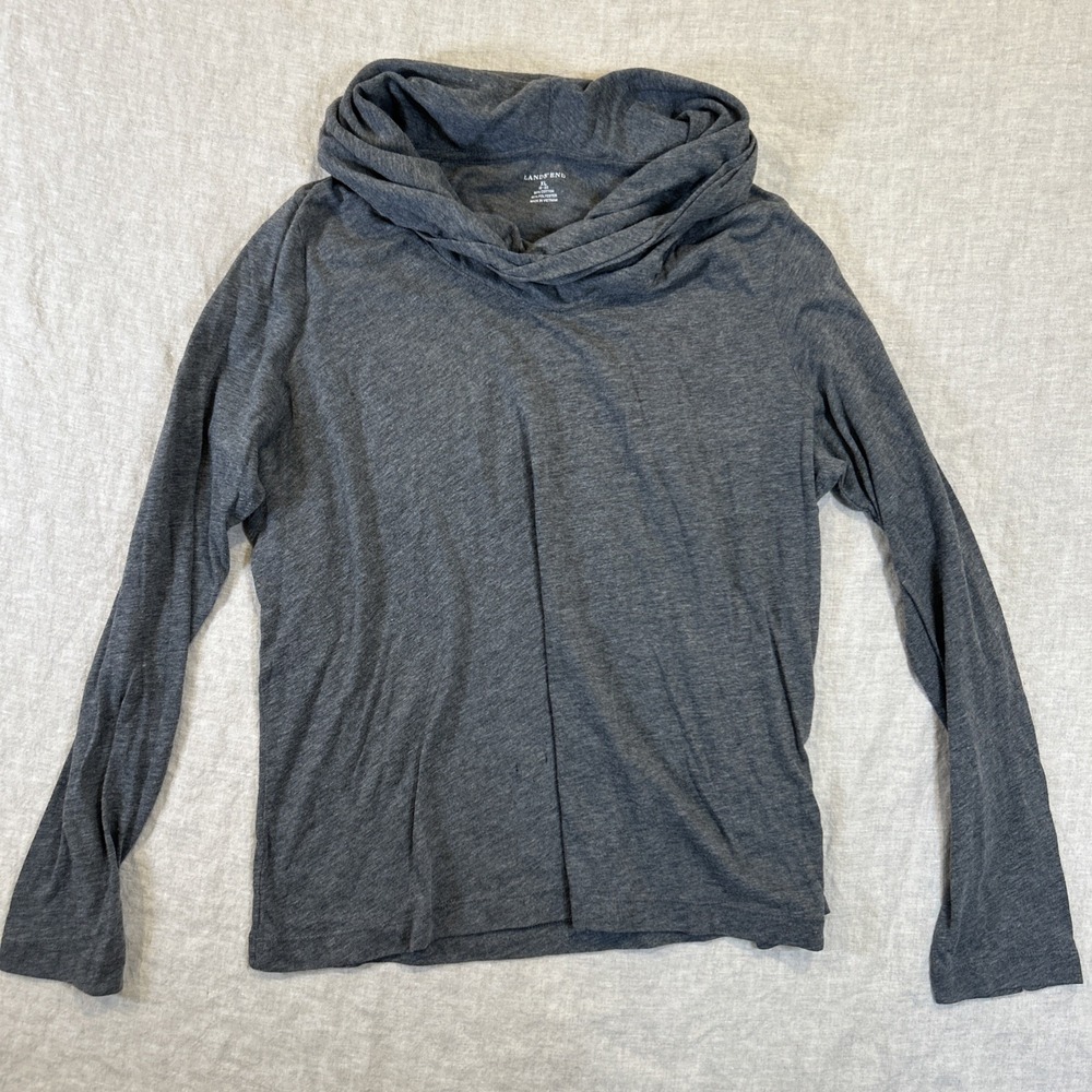 Lands' End Women's Long Sleeve Turtleneck Shirt Gray XL